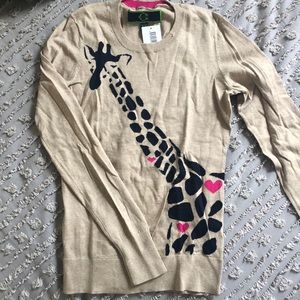Tan sweater w/ giraffe print